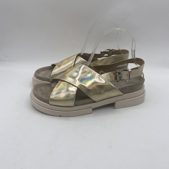 Ash Womens Sue Crossover Metallic Leather Sandals Size 8 (EU 38) - Picture 2 of 7